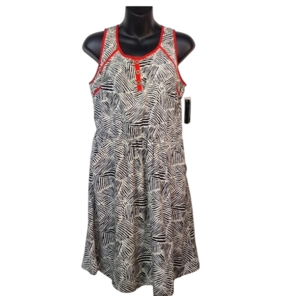 AGB Petite Women's Black White Sleeveless Dress Size PM